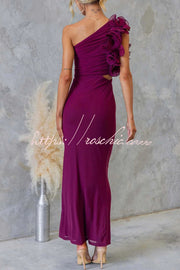 One-Shoulder Mesh Maxi Dress – Slim Fit Party Dress