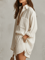 Linen Oversized Shirt and Shorts Set | Bohemian Style