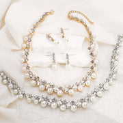 Pearl & Crystal Baroque Necklace and Earrings Jewelry Set