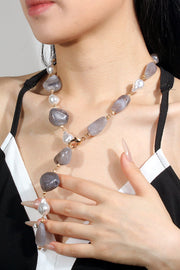 Vintage-Style Irregular Beaded Necklace for Women