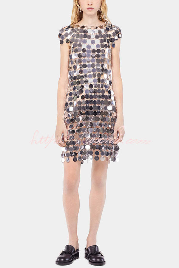 Sequin Cutout Mini Dress – Short Sleeve Party Dress