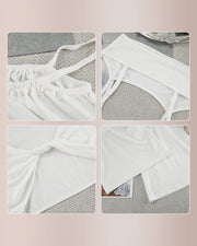 Wide-Leg Lounge Set 3-Piece Pajama Set with Cutout Detail