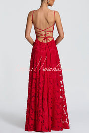 Floral Burnout Cowl Neck Lace-Up Back Maxi Dress