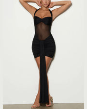 Halter Mesh Bodycon Mini Dress