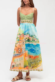 Printed Spaghetti Strap Pleated Maxi Dress – Vacation Style
