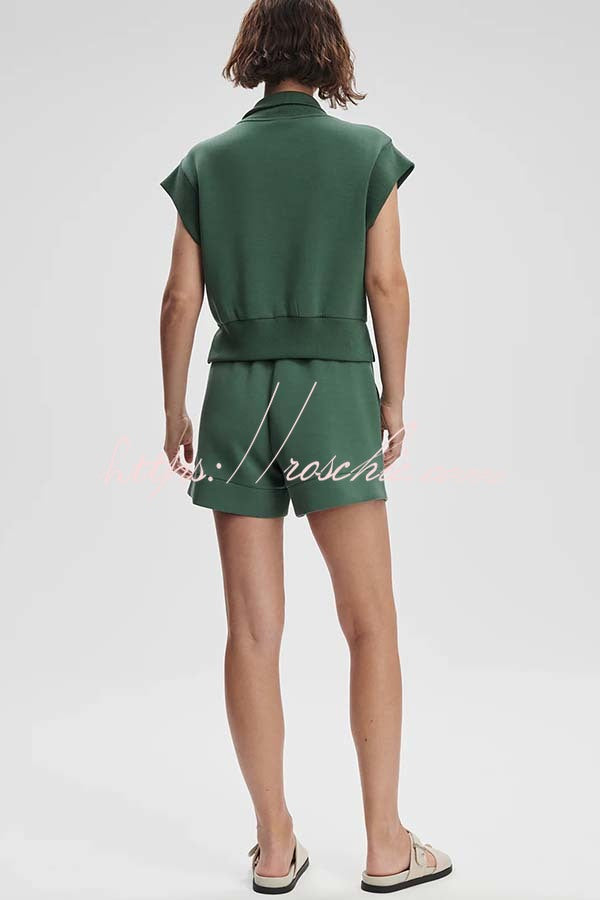 Buttery-Soft Half-Zip Short Sleeve Top and Shorts Set