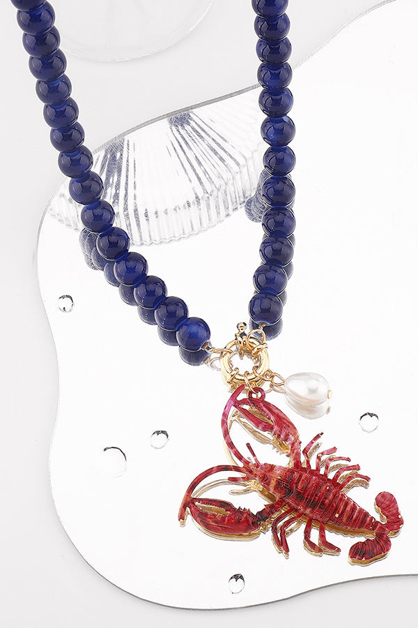 Lobster Crayfish Charm Earrings and Necklace Set