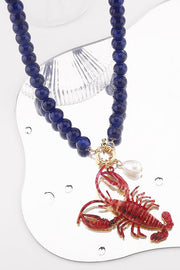 Lobster Crayfish Charm Earrings and Necklace Set
