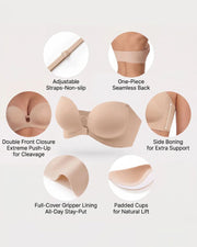 Front-Closure Strapless Push-Up Bra