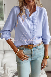 Chemise boutonnée à manches longues pour femmes, haut ample et décontracté