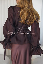 Ensemble kimono en tulle et robe mi-longue en satin | Fête deux pièces