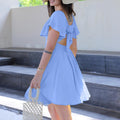 Breezy Twist-Front Open Back Bow Mini Dress