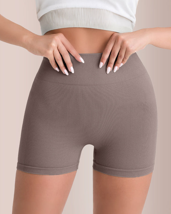 Short bottillon côtelé sans couture avec contour liftant pêche