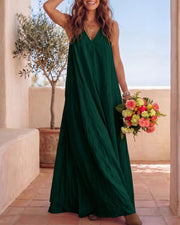 Flowy Boho V-Neck Halter Maxi Dress