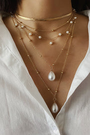 Vintage Imitation Pearl Necklace with Gold Chain