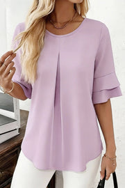 Loose Fit Solid Color Short Sleeve Casual Top