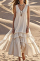Linen Blend Midi Dress | Sleeveless V-Neck Loose Fit
