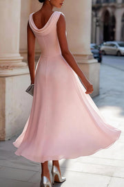 Sleeveless Midi Dress with Fitted Waist & Full Hem
