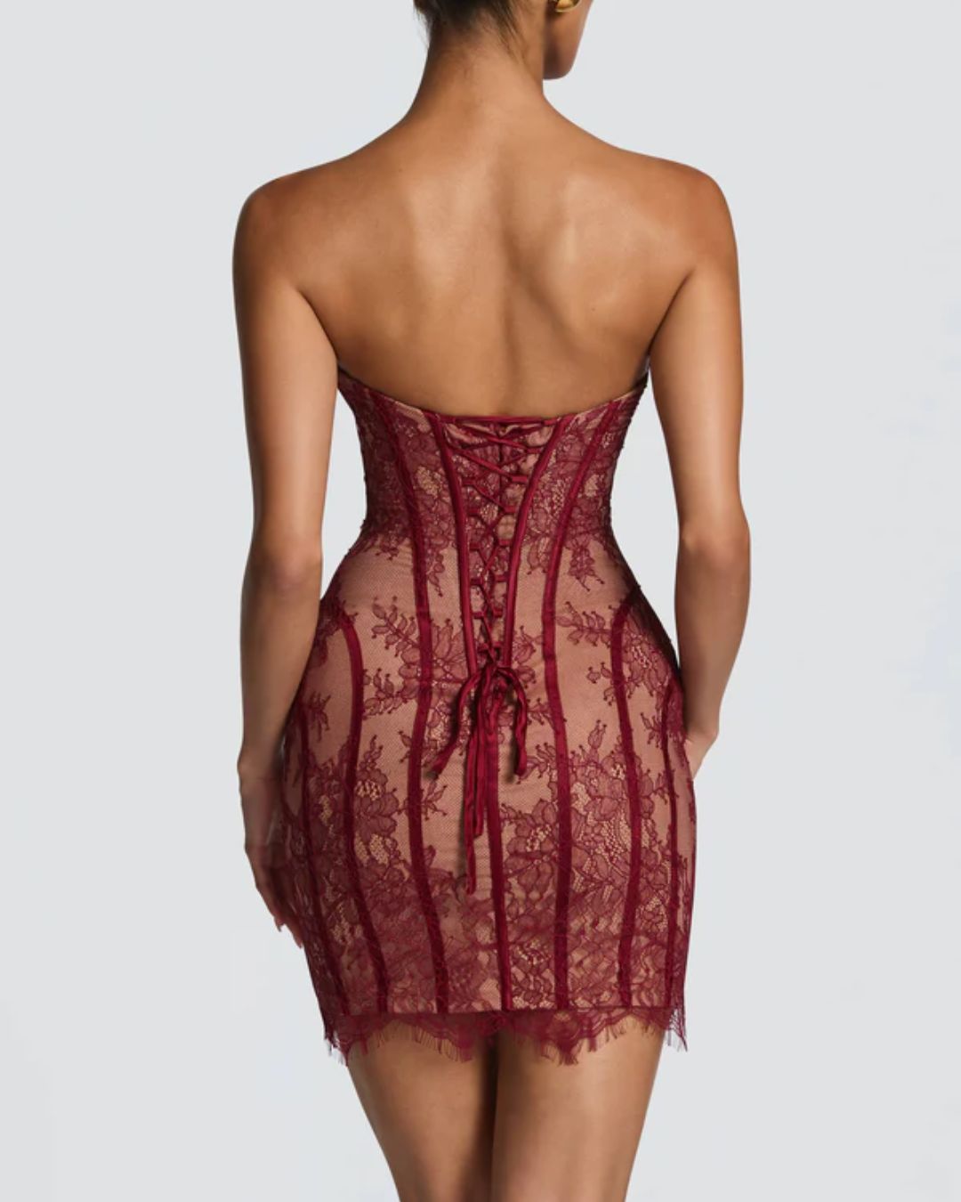 Lace Strapless Bodycon Mini Dress