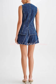 High Waist Relaxed Fit Denim Shorts with Button Fly