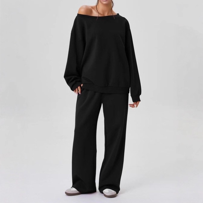 Duniii Off-Shoulder Top & Wide-Leg Pants Lounge Set