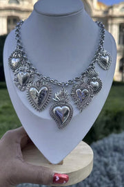 Sacred Heart Pendant Necklace in Silver