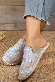 Linen Woven Flat Slippers – Round Toe Casual Slide
