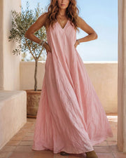 Flowy Boho V-Neck Halter Maxi Dress