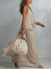 Layered Halter Bohemian Skirt Set with Boho Print