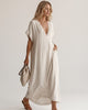 Lace-Trim Linen Cotton Maxi Dress