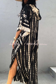 Tie-Dye Hooded Kimono Cover-Up