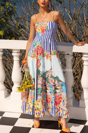 Printed Spaghetti Strap Square Neck Maxi Dress