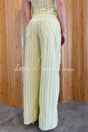 Striped Halter Two-Piece Set with Wide-Leg Pants