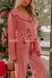 Nutcracker Embroidered Gingham Pajama Set – Loose Fit
