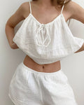 Lightweight Crinkle Cotton Cami & Shorts Loungewear Set
