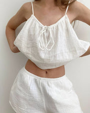Lightweight Crinkle Cotton Cami & Shorts Loungewear Set