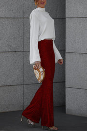 Velvet Sequin High Rise Flare Pants | Party Wear