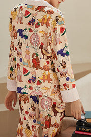 Dog Print Long Sleeve Two-Piece Lounge Set