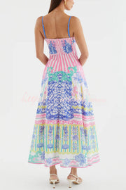 Printed Spaghetti Strap Square Neck Maxi Dress