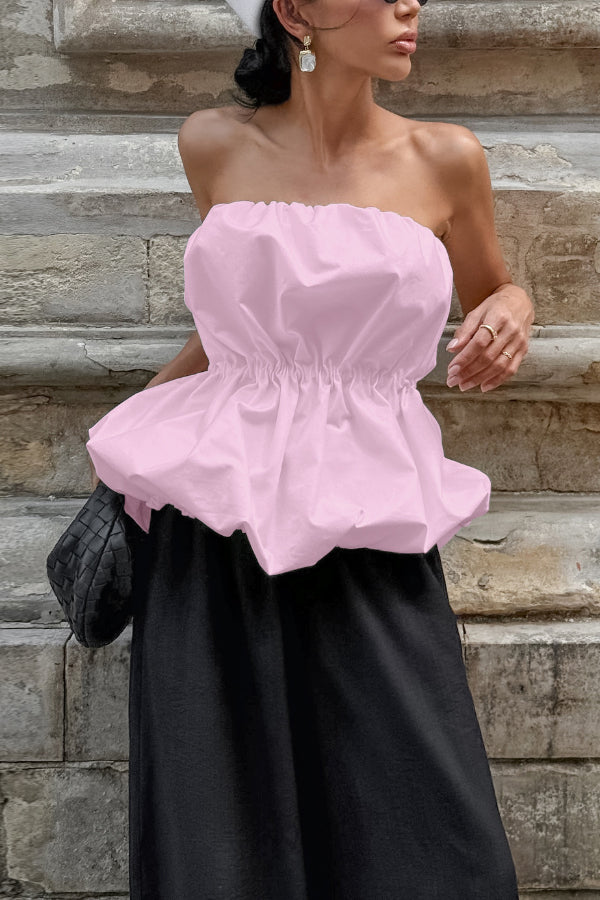 Off-Shoulder Strapless Top with Elastic Waist | Vacation Style