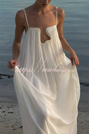 Chiffon Plunge Cutout Maxi Dress – Flowy Loose Fit