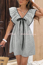 Striped Sleeveless V-Neck Mini Dress – Loose Fit Vacation
