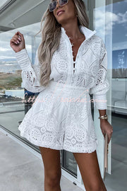 Crochet Lace Blouse and Shorts Set – Loose Fit Party Look