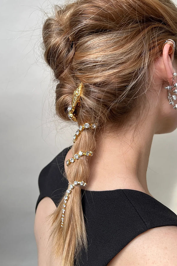 Rhinestone Snake Chain Hair Accessory for Special Occasions