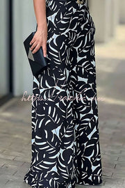 Printed Halter Sleeveless Wide Leg Jumpsuit – Vacation Wear