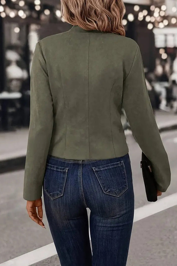 Women's Slim Fit Double Breasted Blazer – Stand Collar