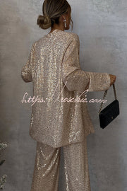Sequin Open Front Long Sleeve Drape Coat