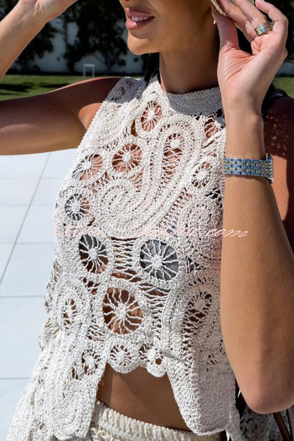 Crochet Lace Tank Top with Irregular Hem | Loose Boho Fit