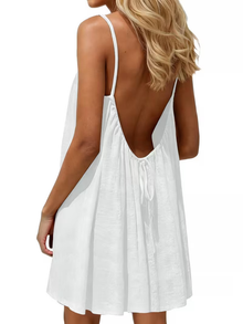 Duniii Backless Crinkle Cami Midi Dress