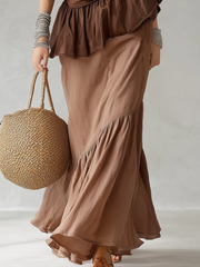 Wrap Waist Maxi Skirt Set with Surplice V-Neck